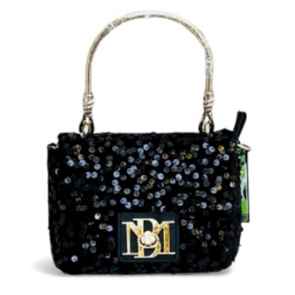 Badgley Mischka Handbags - Badgley Mischka NWT Black Sequin Clutch with Gold Accents